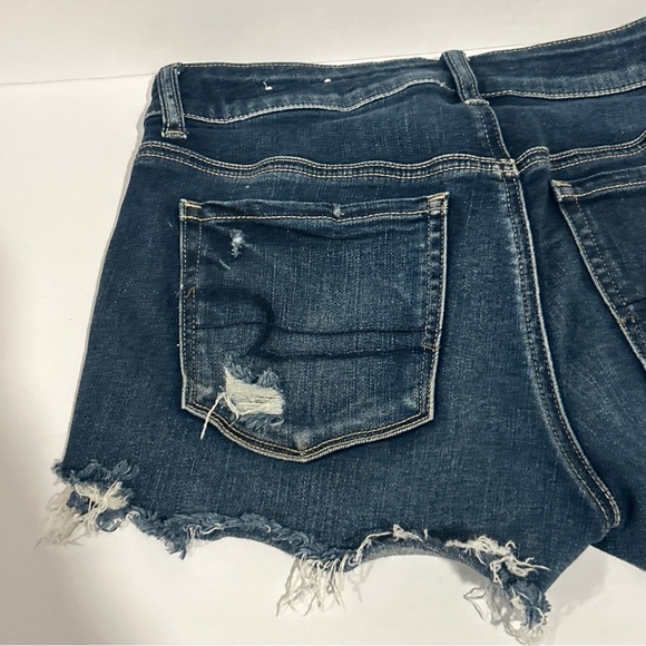 American Eagle Denim Shorts Womens 8 - Hi Rise Shortie Floral Dark Wash Ripped - Picture 9 of 14